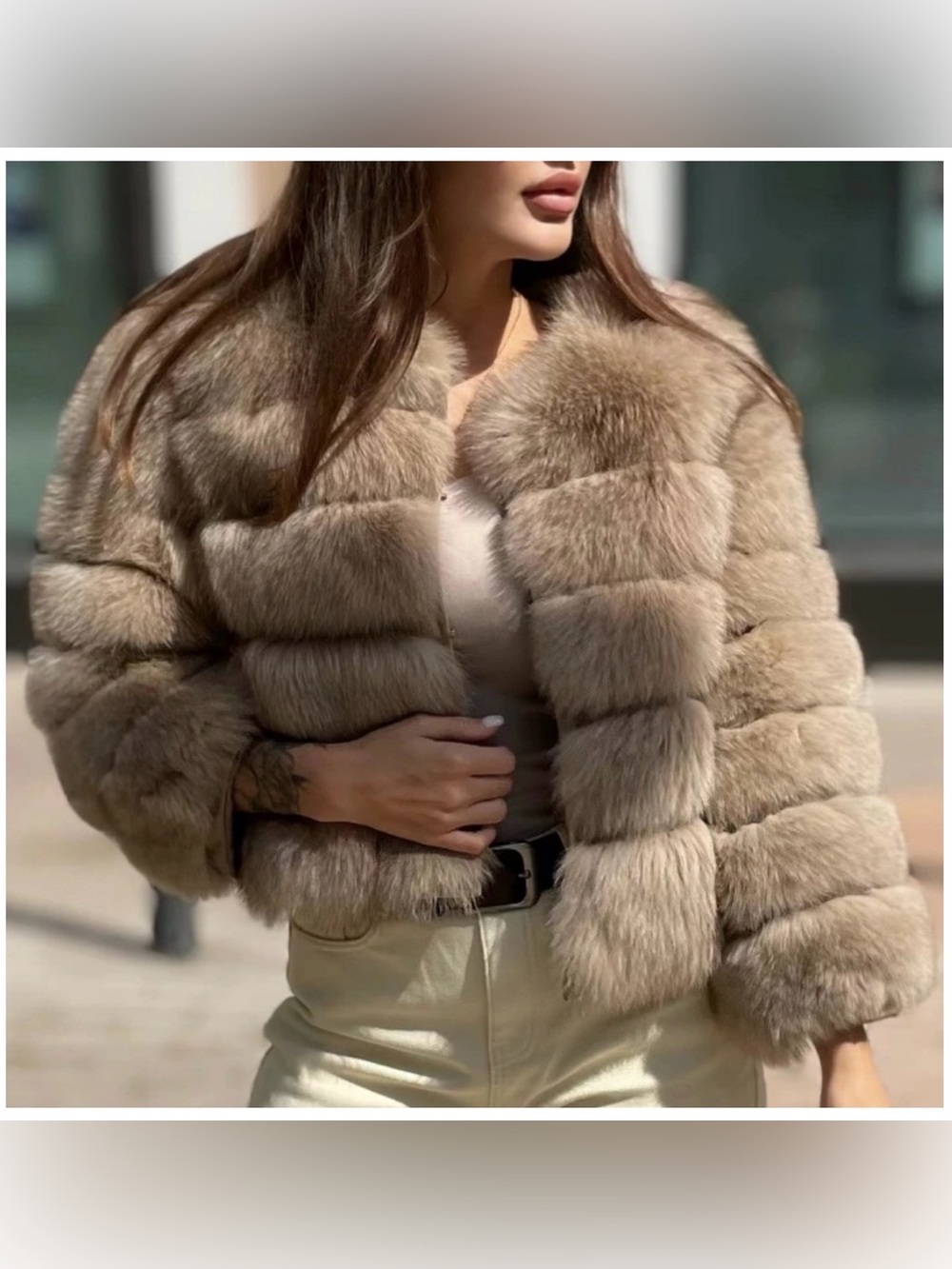Genuine Fur and Leather Bubble Paneled Jacket - Size Large - Picture 12 of 12